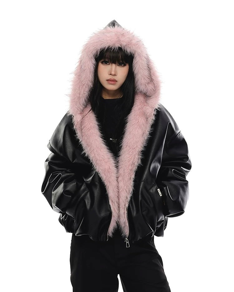 【評価★4.8以上】Oversized Faux Leather Jacket mry001958