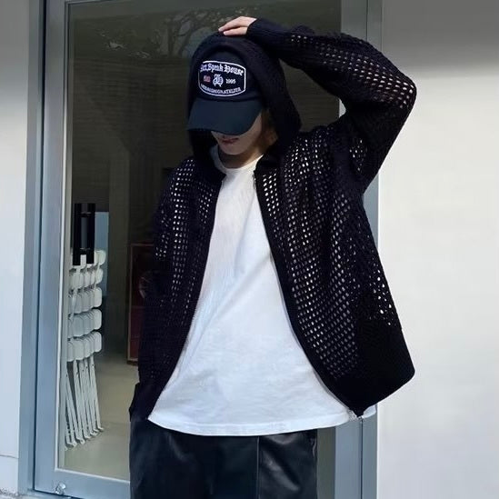 【Black Mamba】2カラー展開 アメリカン 韓国ストリート 韓国カジュアル トレンド クロスボーダー 透かしニット mry001309
