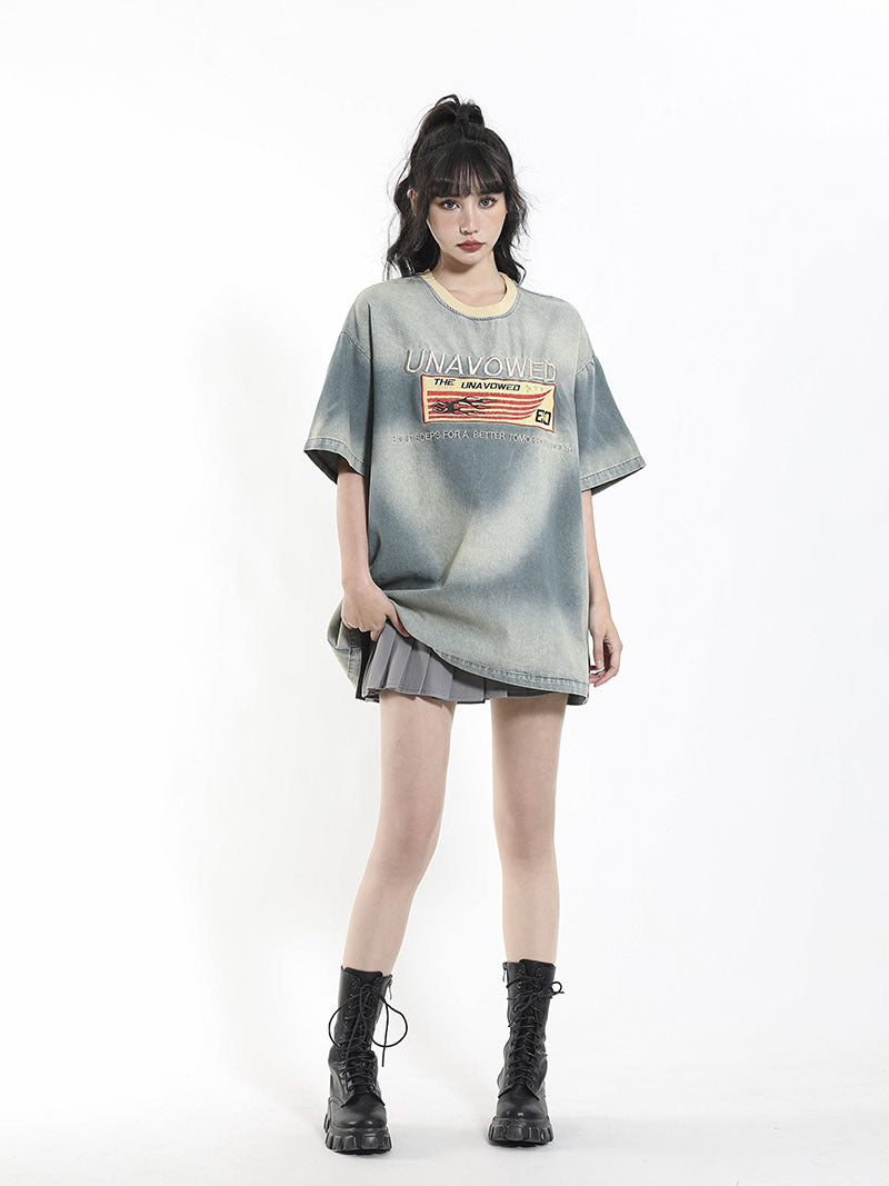 Denim Smoke Effect T-shirt mry001657