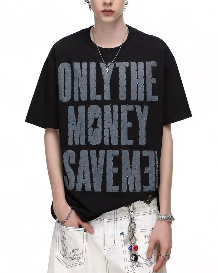 【トップス】ビッグロゴラインストーンTシャツ mry002449
