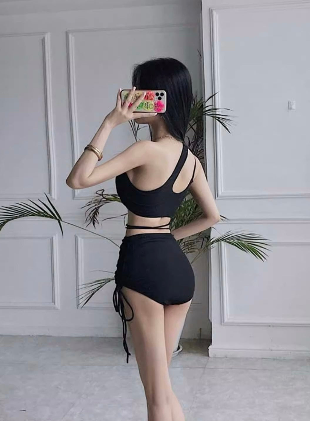 Asymmetrical High-Waist Bikini Set mry001779