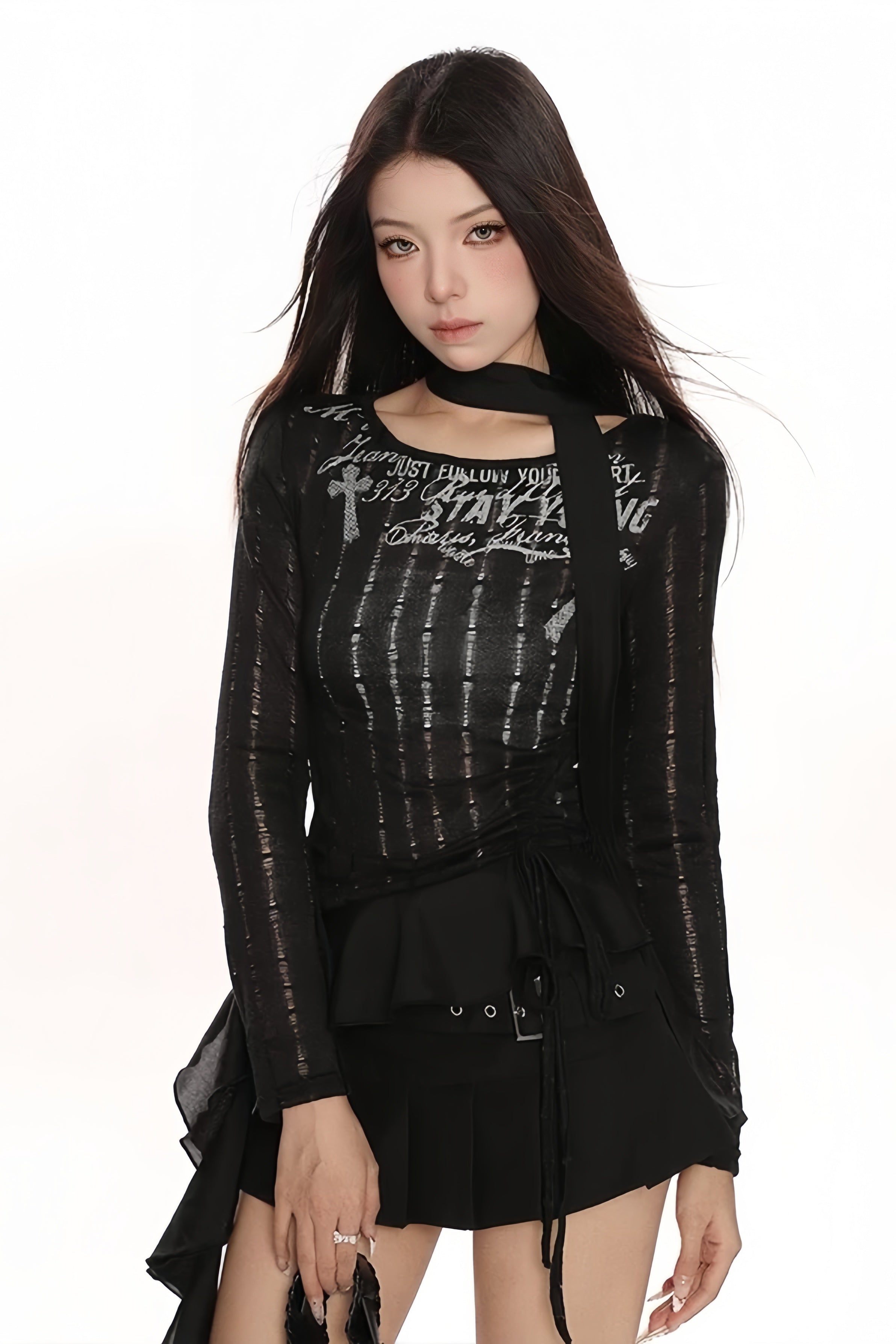 【トップス】シースルーグランジスリムトップス mry002342