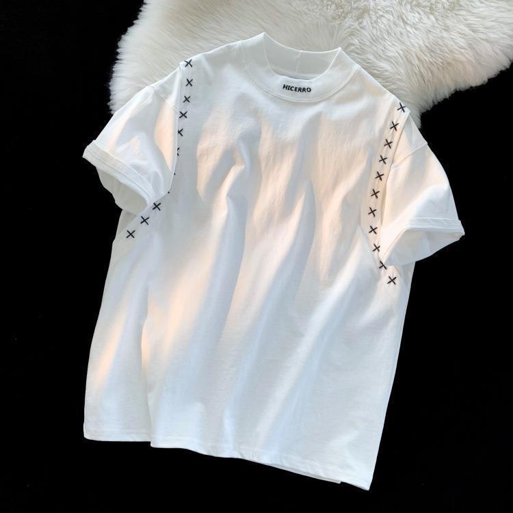 【送料無料】２カラー展開 2023SS バイカラー エンポリオ スケッチ デザイン 半袖 Tシャツ 韓国ストリート 韓国カジュアル　mry000925