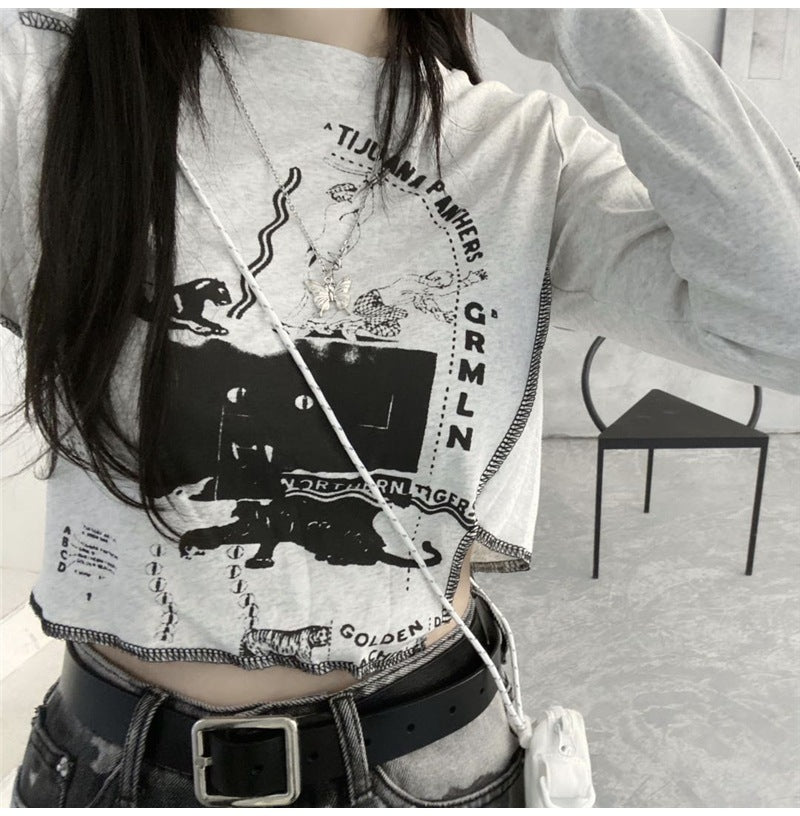 2カラー展開 韓国ストリート ダークホット 長袖Tシャツ ロンT   mry000658
