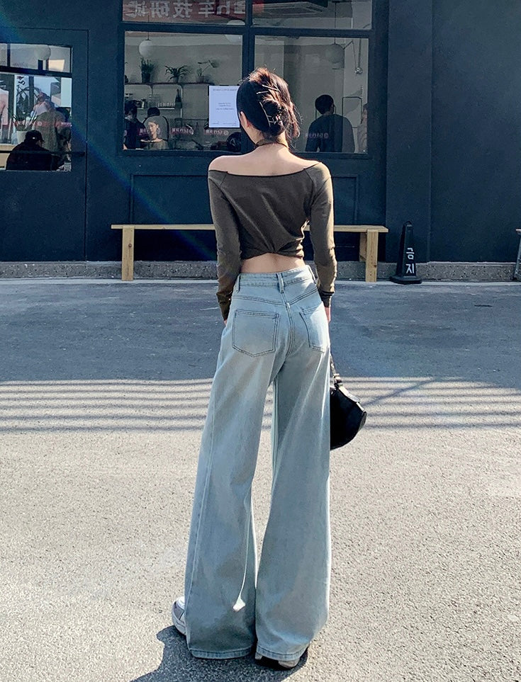 Sunset Ombre Wide-Leg Denim Pants mry001751