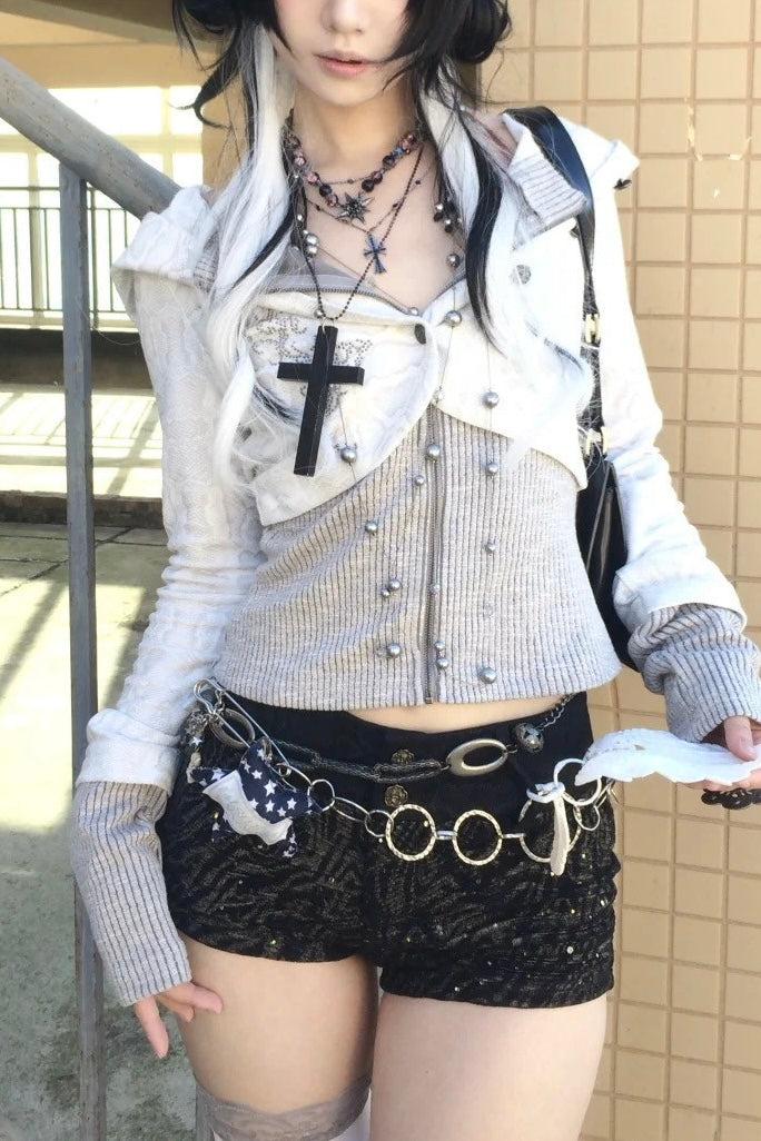 Layered Knit Zip Top mry002131