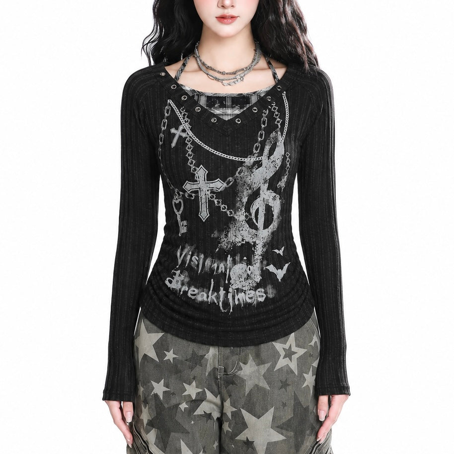 【新作】チェーンクロス フィットTシャツ mry002767