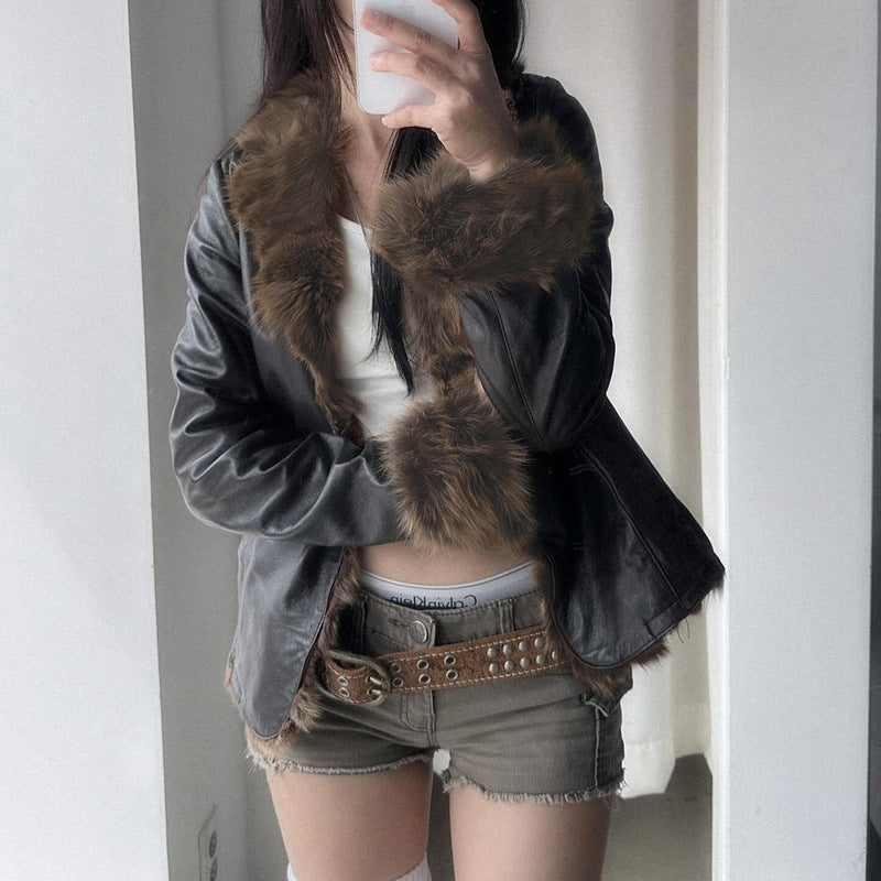 【DOPE GIRL】ヴィンテージファーレザーコート mry001556