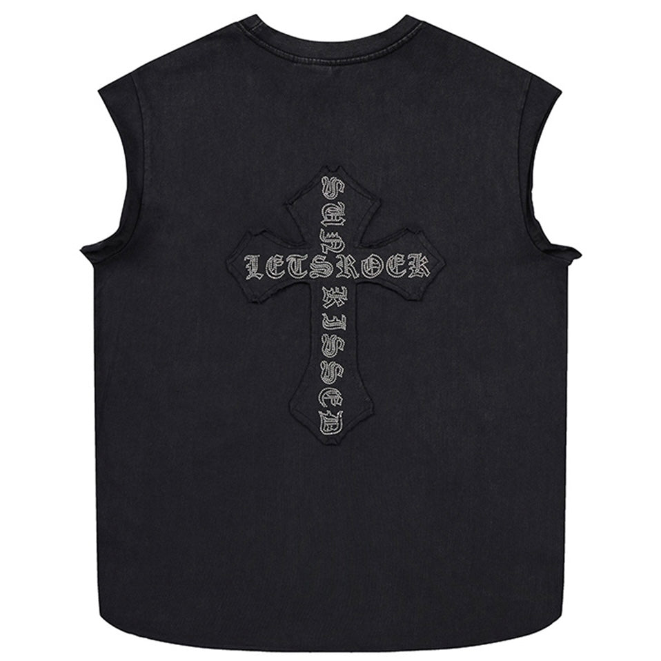 【トップス】クロスパッチノースリーブTシャツ mry002445
