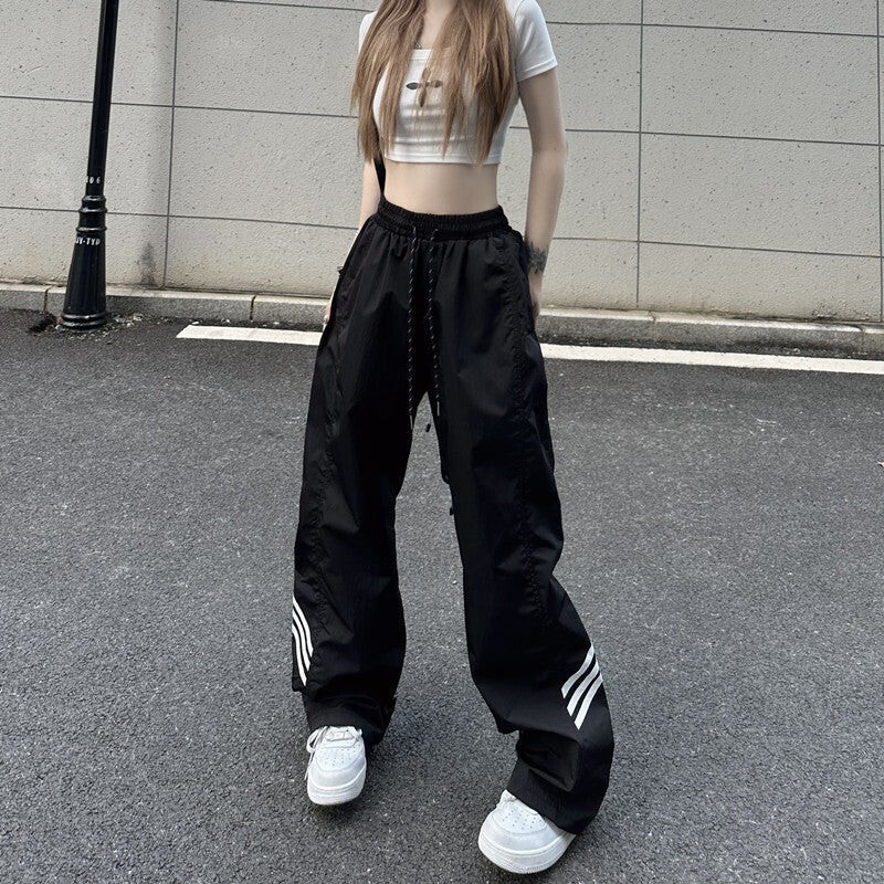 2カラー展開 2023SS ハイストリート スプライシング ルーズ ストレート パンツ ユニセックス 韓国ストリート 韓国カジュアル　mry000912