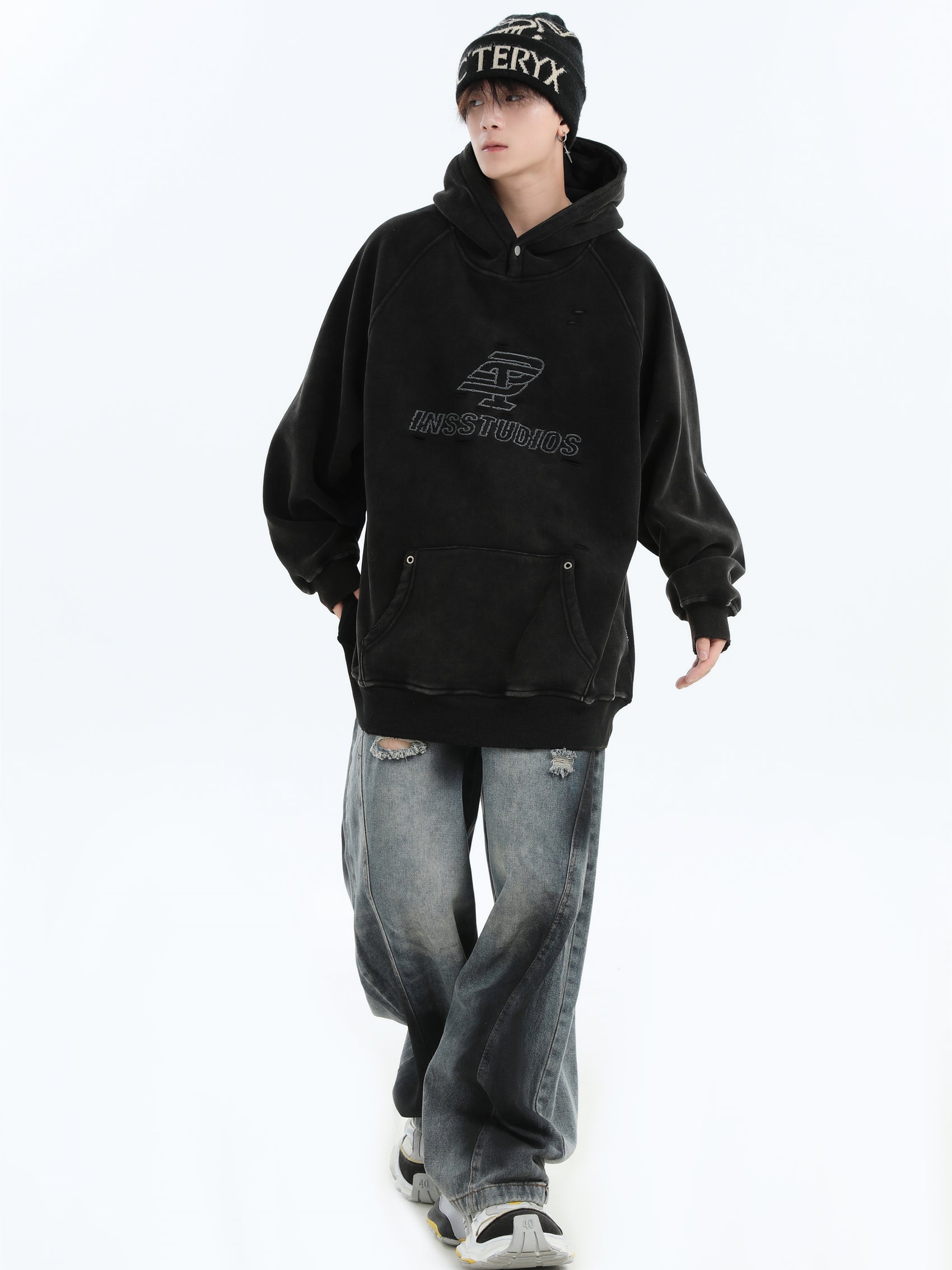 【評価★4.8以上／Tops】Washed Logo Oversized Hoodie mry001915