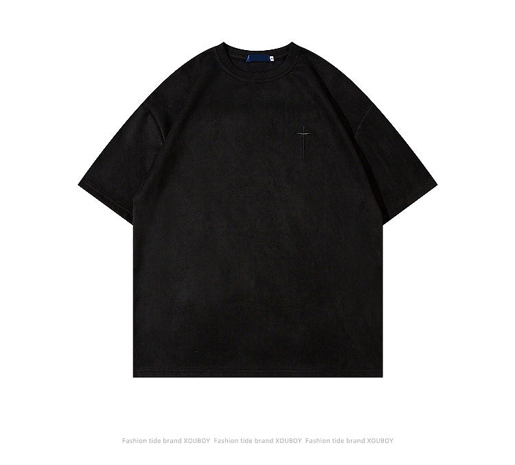 【2color】Cross Embroidered Oversized T-Shirt