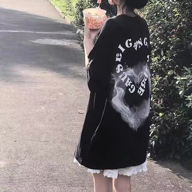 2023SS ハート グラフィック プリント ルーズ 半袖 Tシャツ 韓国ストリート 韓国カジュアル　mry000837