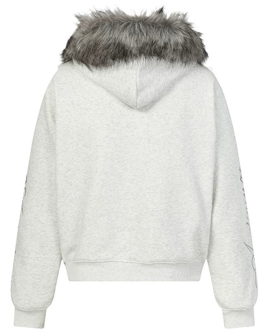 Graphic Fur Zip-Up Hoodie mry002064
