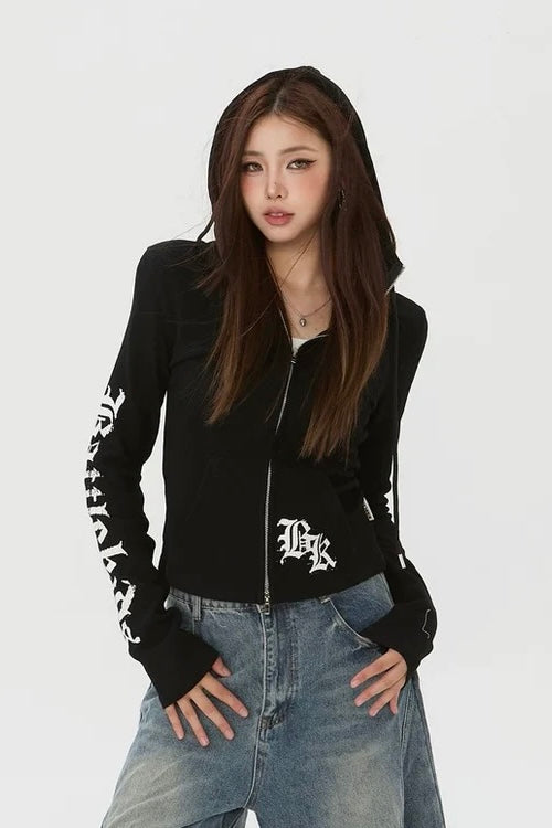 【トップス／2color】スリムロゴジップパーカー mry002070