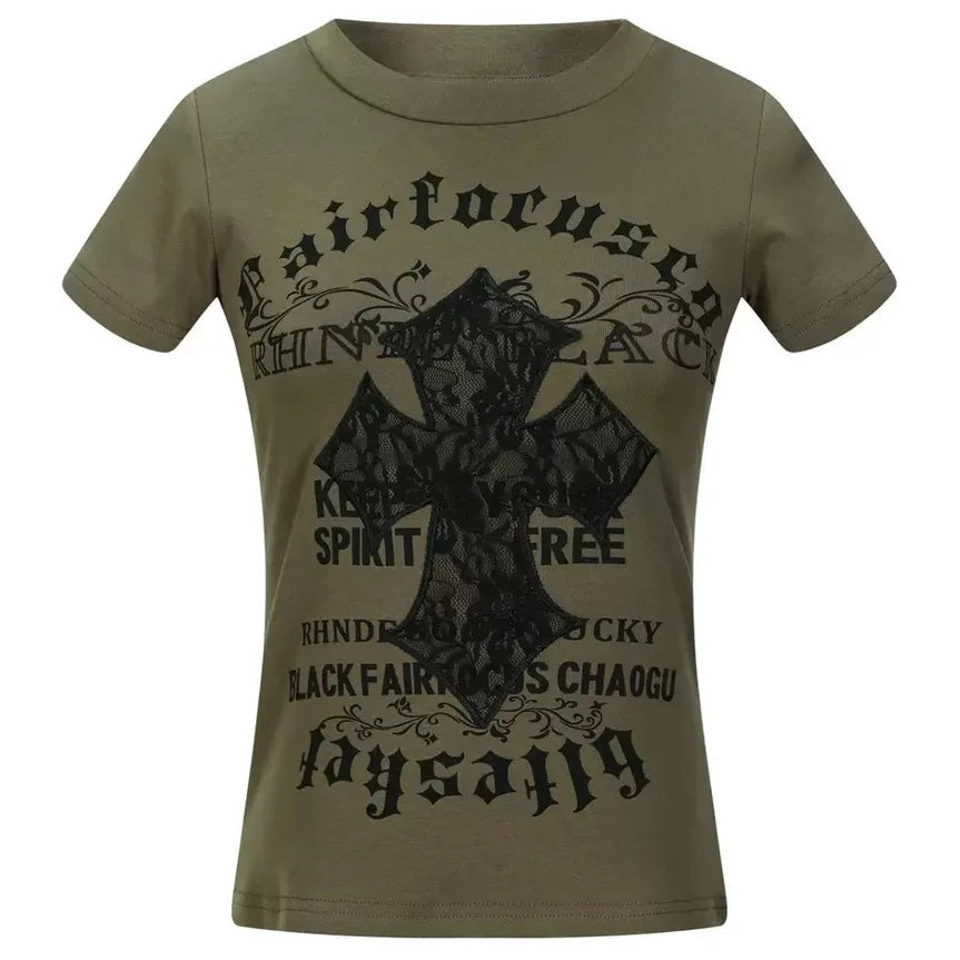 【トップス】レオパードクロスグラフィックTシャツ mry002421