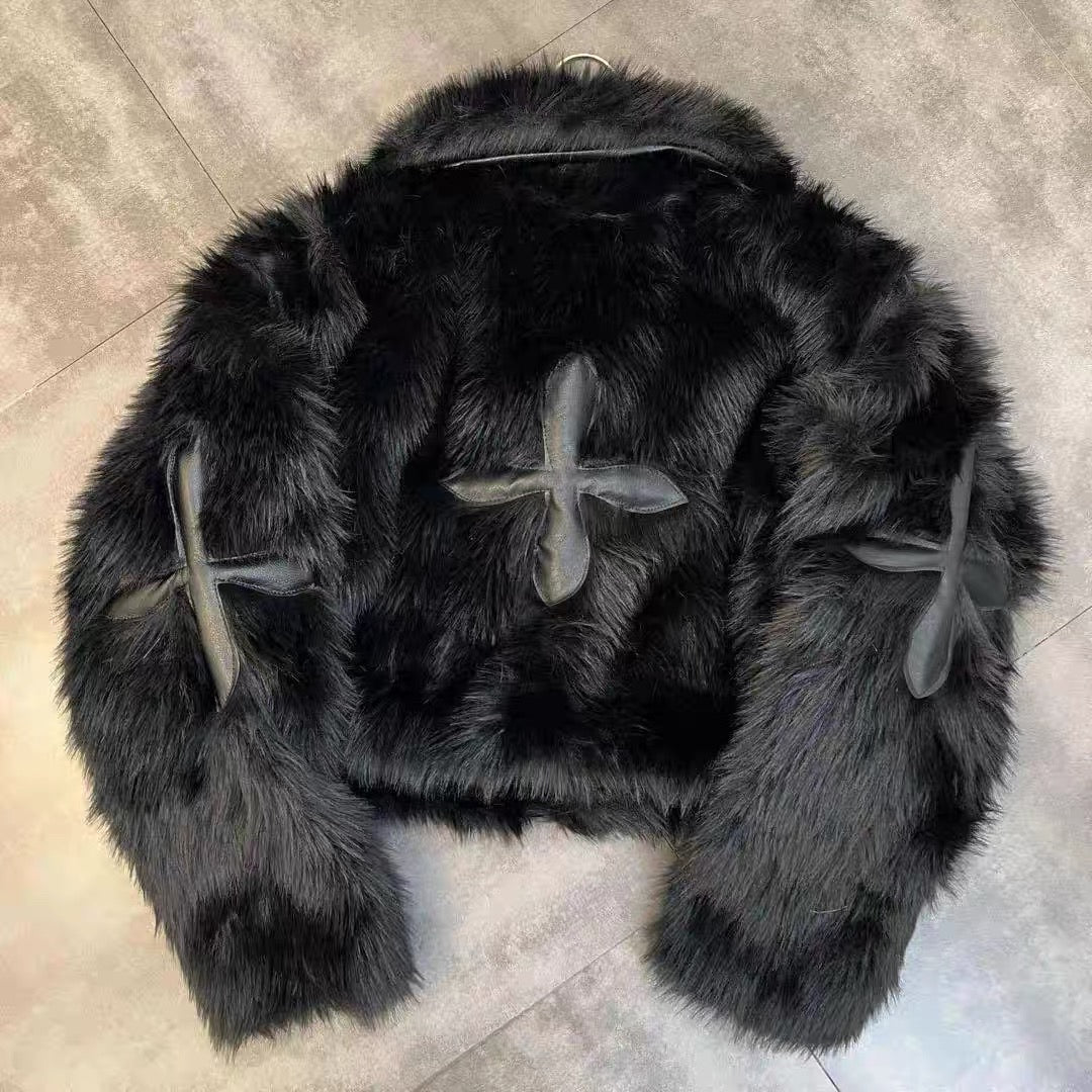 Cross Faux Fur Jacket mry002016