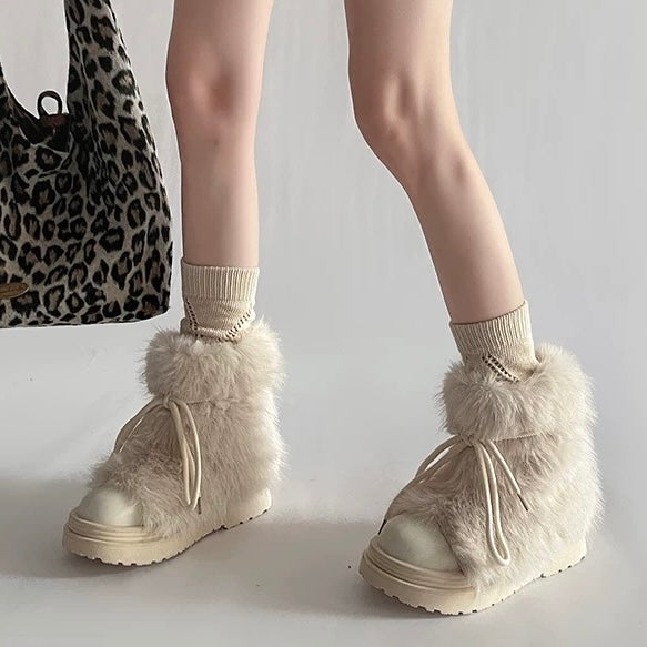 Faux Fur Lace-Up Boots mry002009