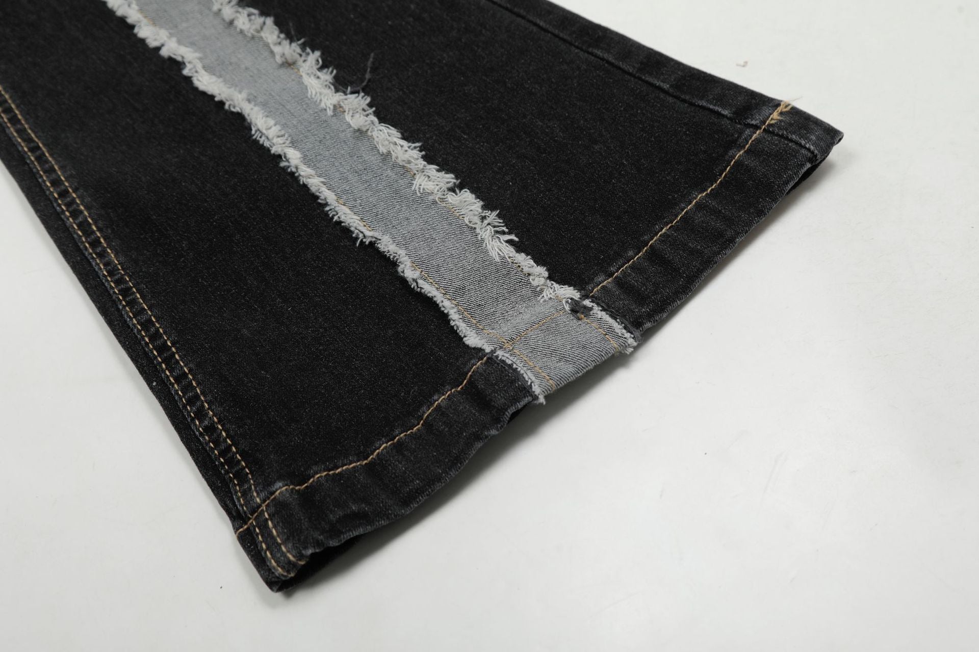 Ribbon Strap Panel Flare Denim Pants mry001667