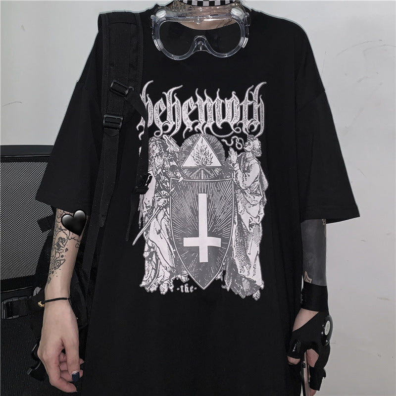 2023SS 韓スト ブラック 半袖 Tシャツ クロスデザイン 韓国ストリート 韓国モード   mry000853