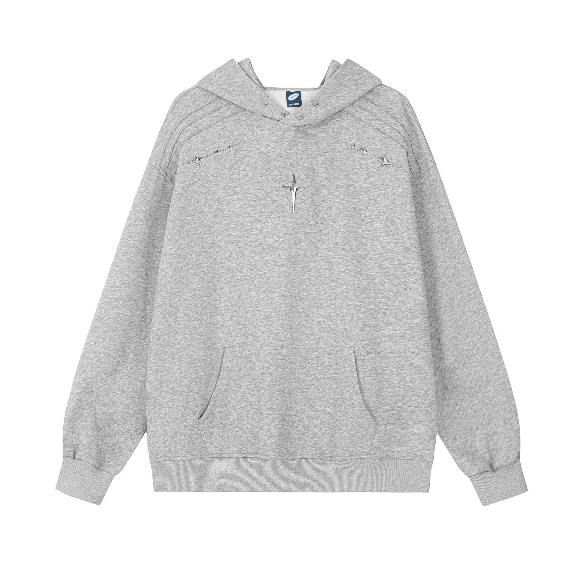 【Unisex/2color】Cross Metallic Design Black Hoodie mry001621