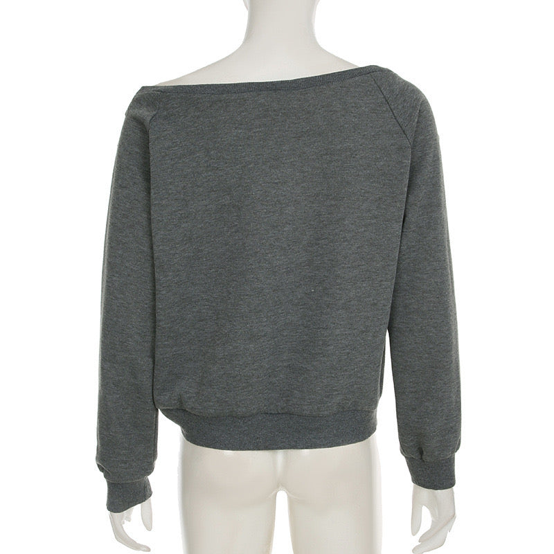 Distressed Graphic Off-Shoulder Top mry002273