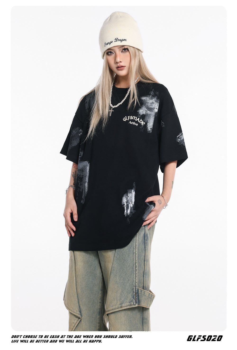 【2color】Attitude Graffiti T-Shirt mry001686