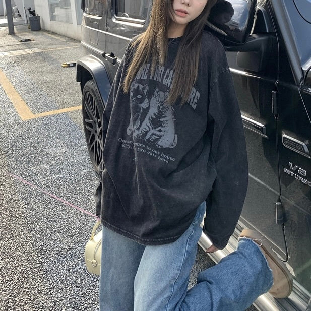 韓国カジュアル 韓国デザイン 韓国ストリート ロングスリーブTシャツ mry001085