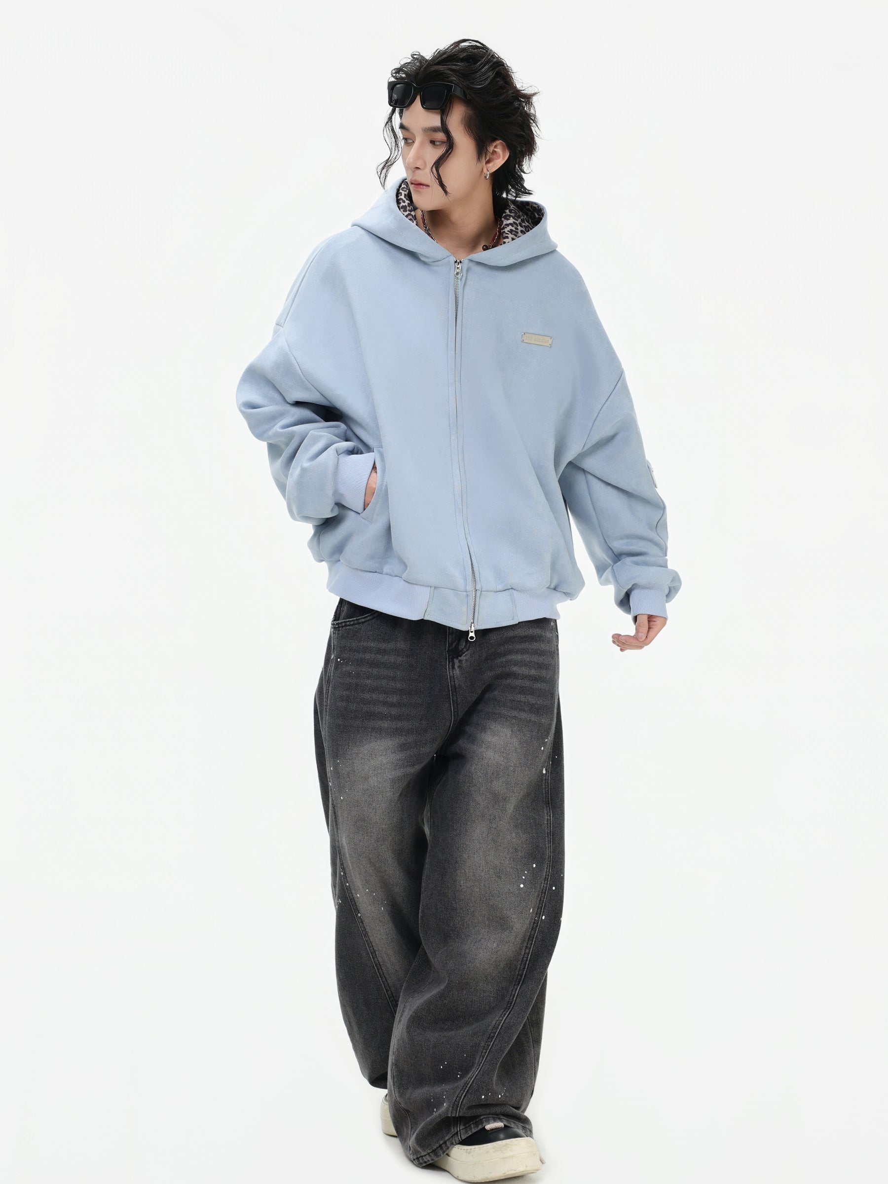 【評価★4.8以上／高品質】Leopard Lined Oversized Zip Hoodie Jacket mry001903