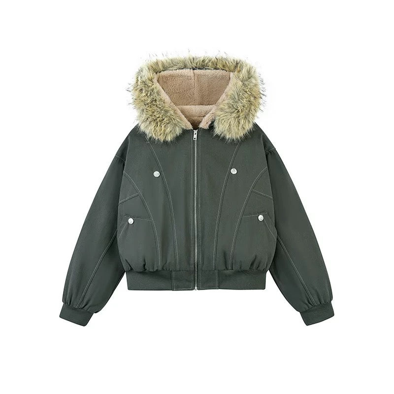 『評価★4.8以上／人気急上昇アイテム⚡️』Fur Hooded Bomber Jacket mry001796