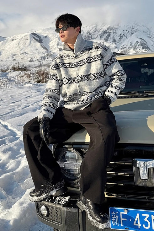 Nordic Pattern Zip Knit mry002229