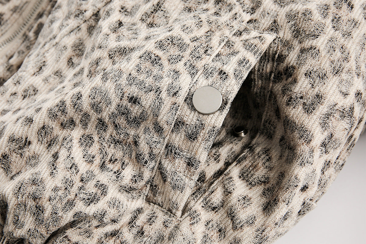 Leopard Faux Fur Hooded Jacket mry002065