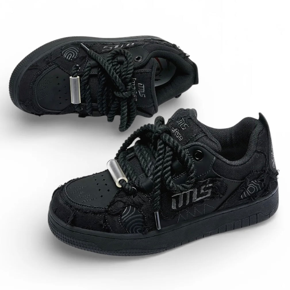 Black Rope Lace Sneakers mry002156