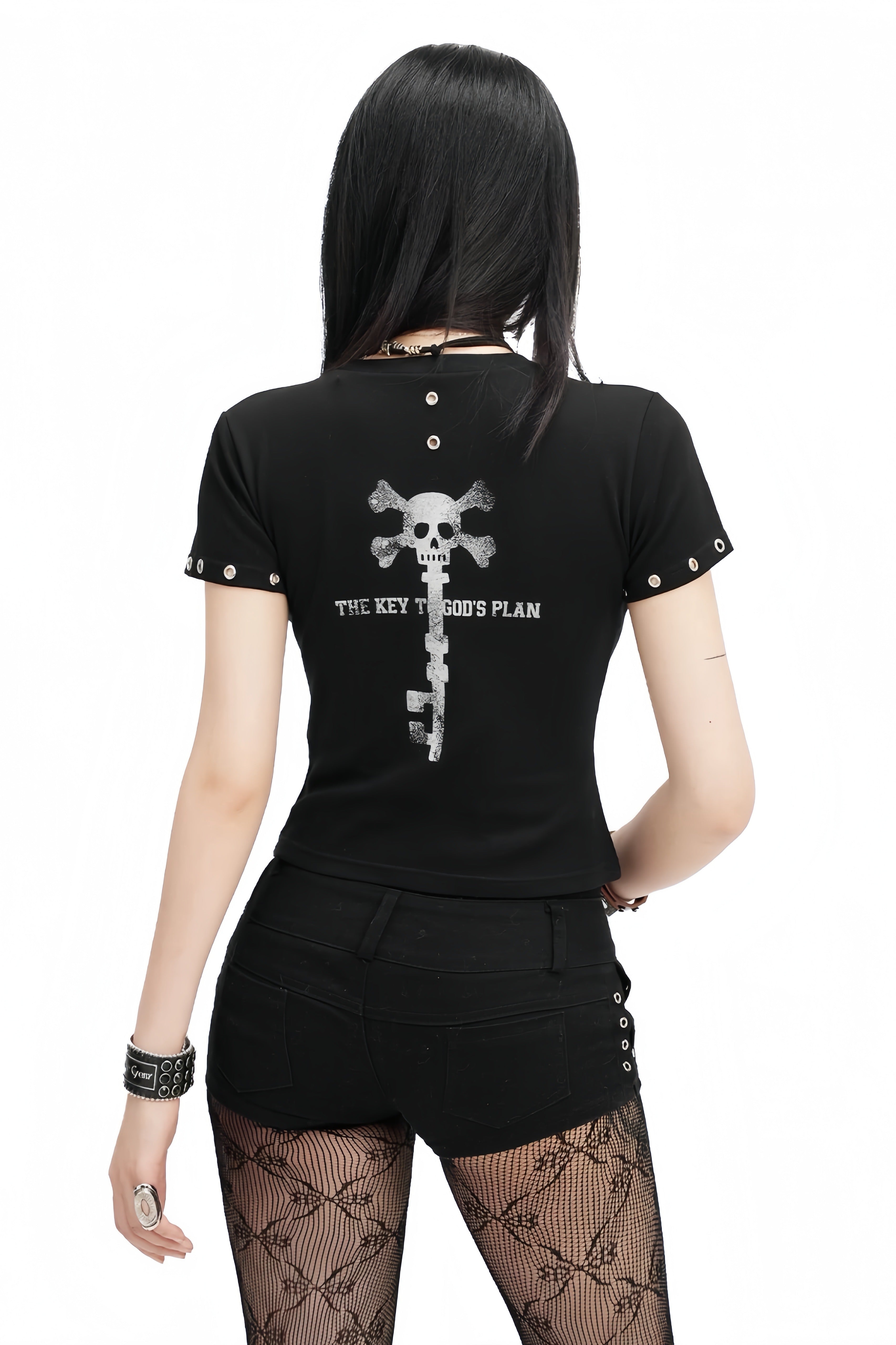 【トップス】スカルロックタイトTシャツ mry002383