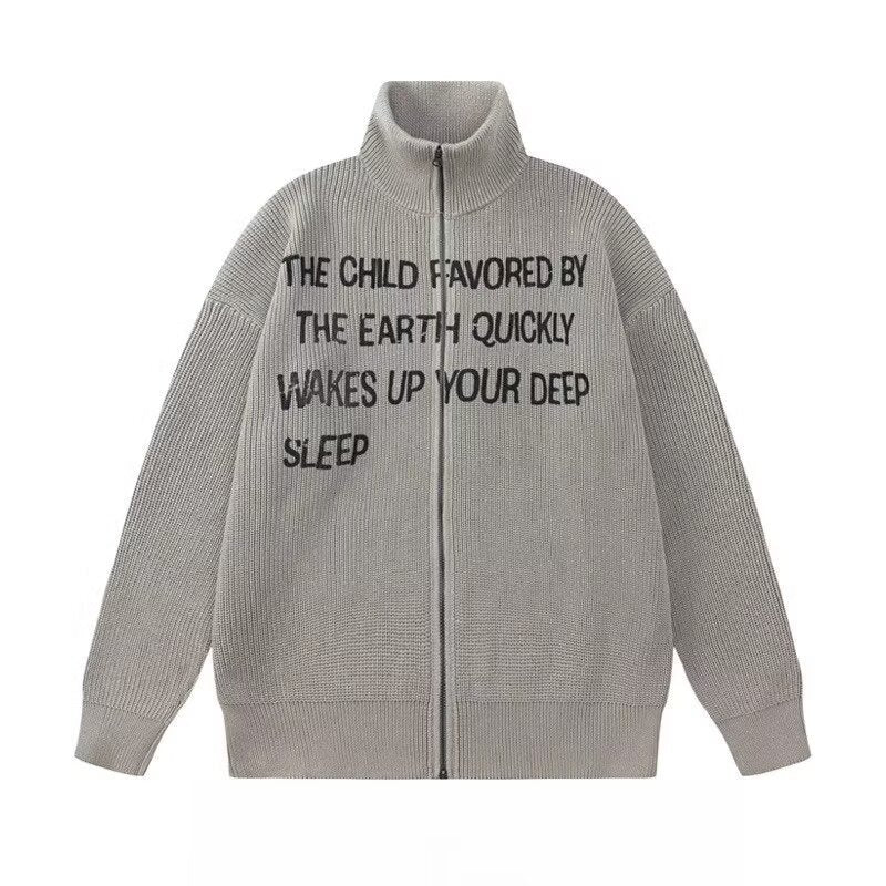 【2color】Lettering High Neck Knit Jacket mry001830