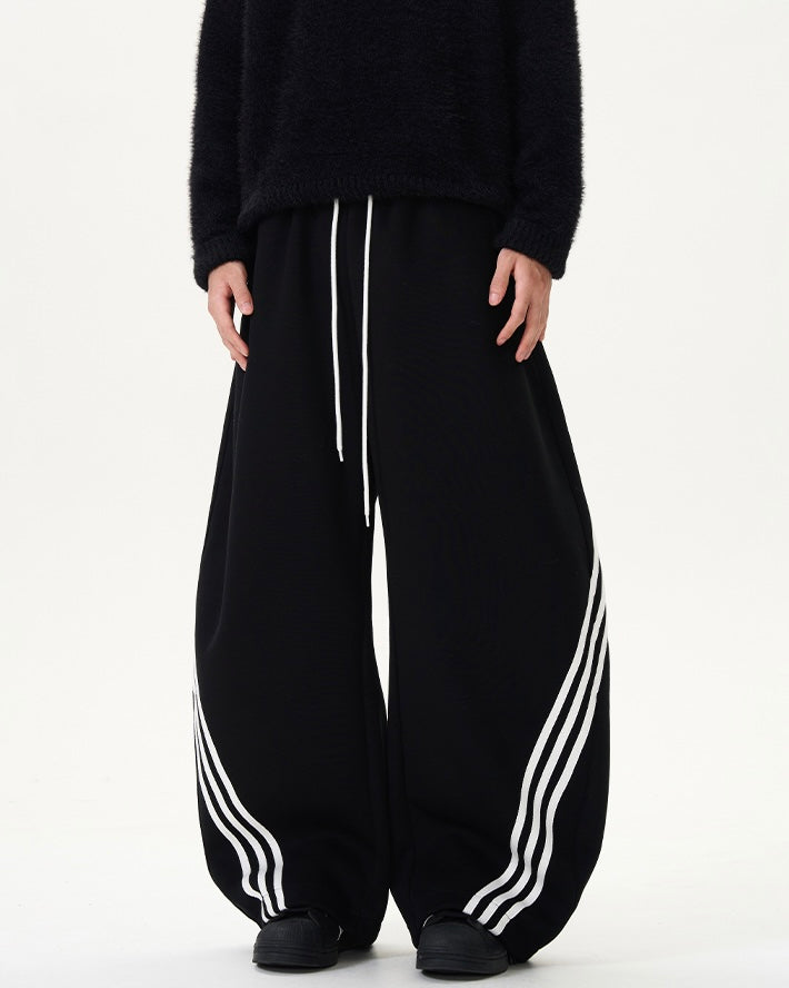 【YURU:FIT】 Wide-Leg Stripe Sweatpants mry001858