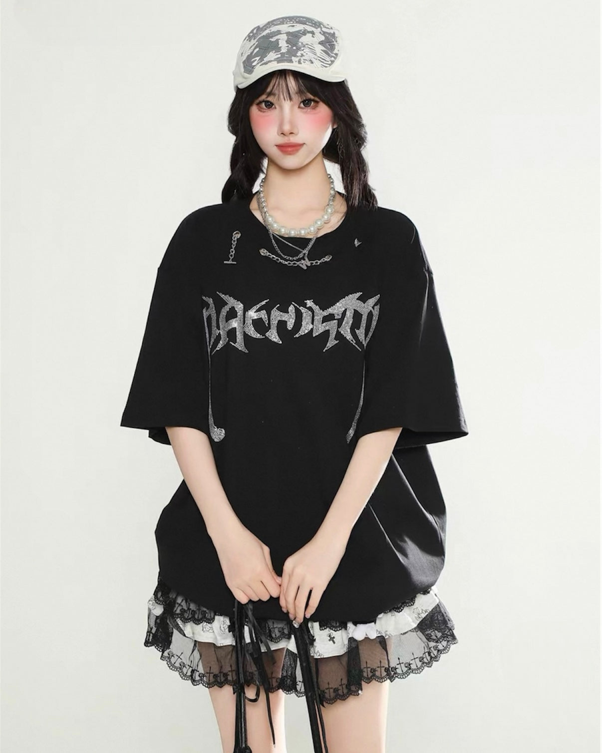【リピート続出 /2color / Unisex】Vortex Chain Print T-Shirt mry001641