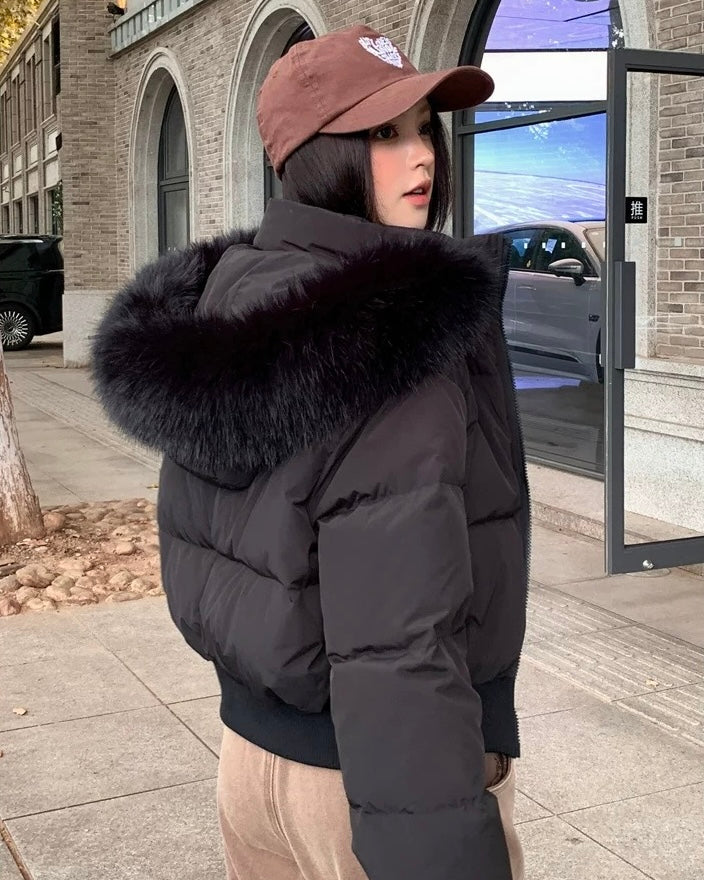 【爆安】Short Puffer Food Fur Jacket mry001966