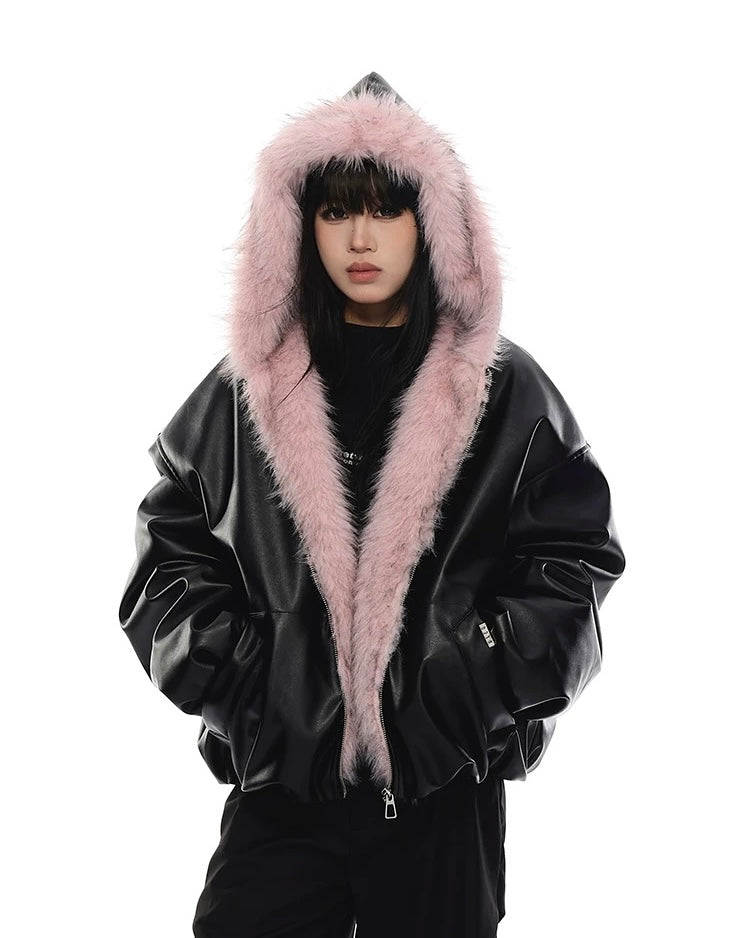 【評価★4.8以上】Oversized Faux Leather Jacket mry001958