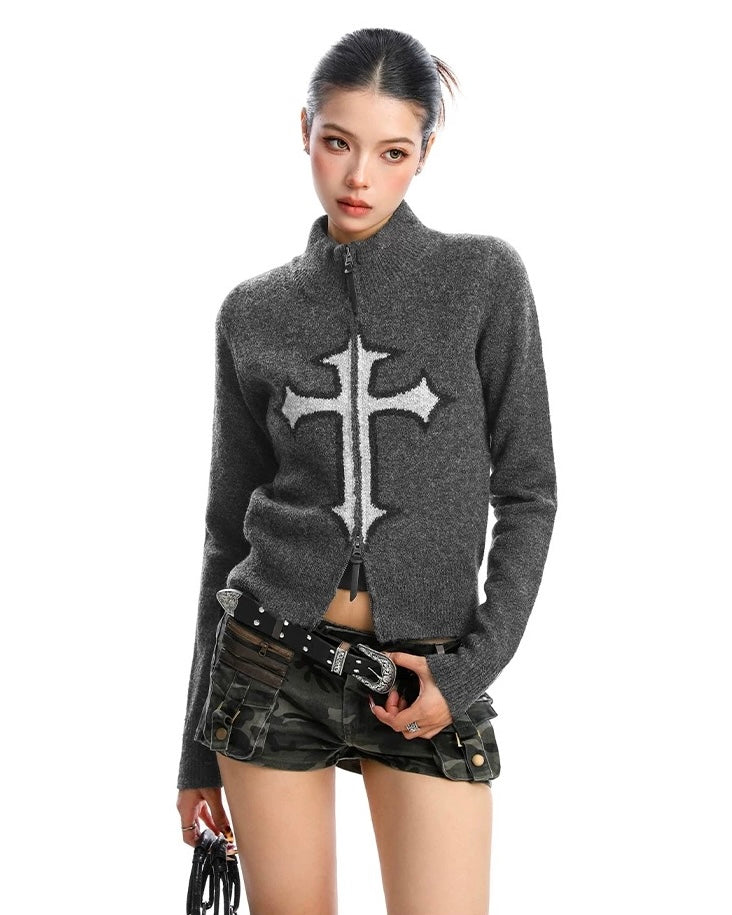 Cross Zip Knit Jacket mry002073