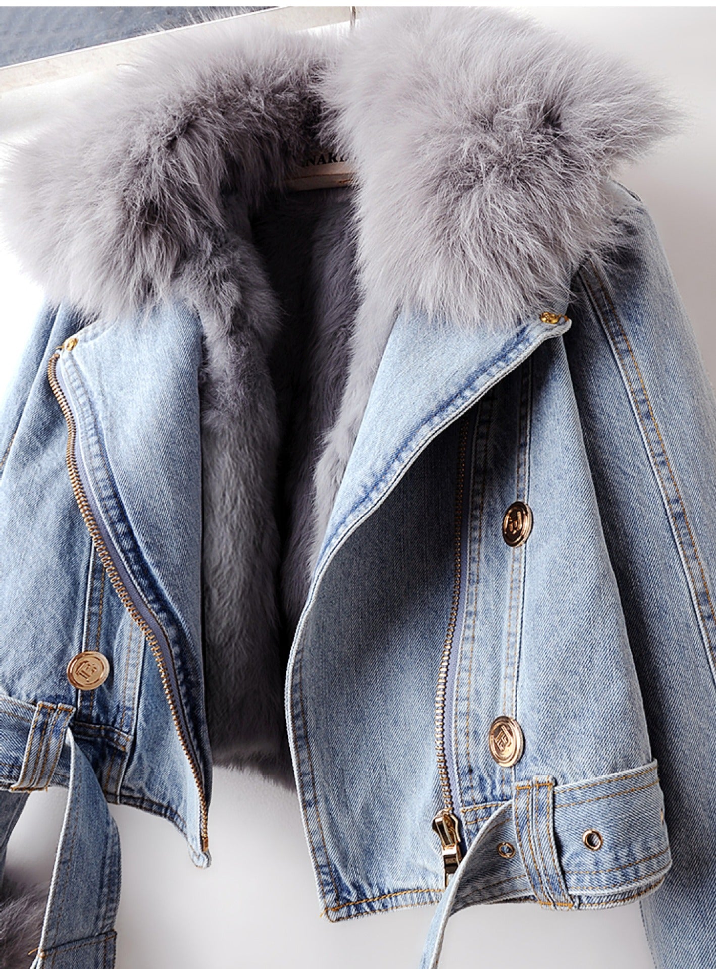 【評価★4.8以上／2color】Luxury Faux Fur Denim Jacket mry001938