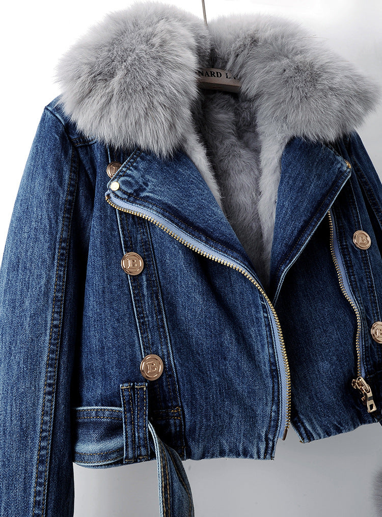 【評価★4.8以上／2color】Luxury Faux Fur Denim Jacket mry001938