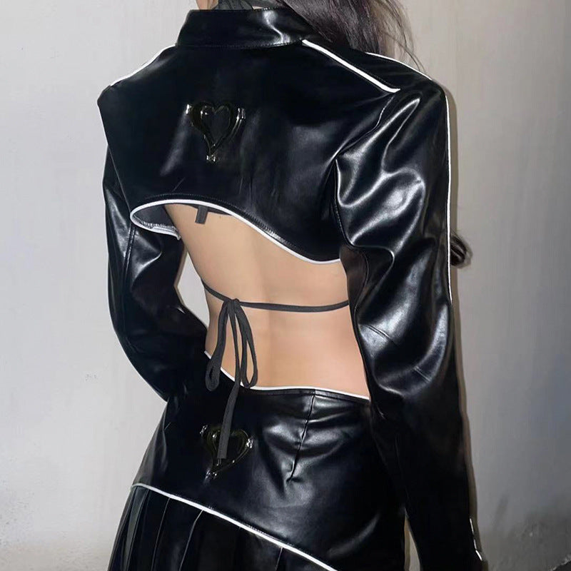 【2color】 Ultra Short Zipper Leather Jacket  mry000958