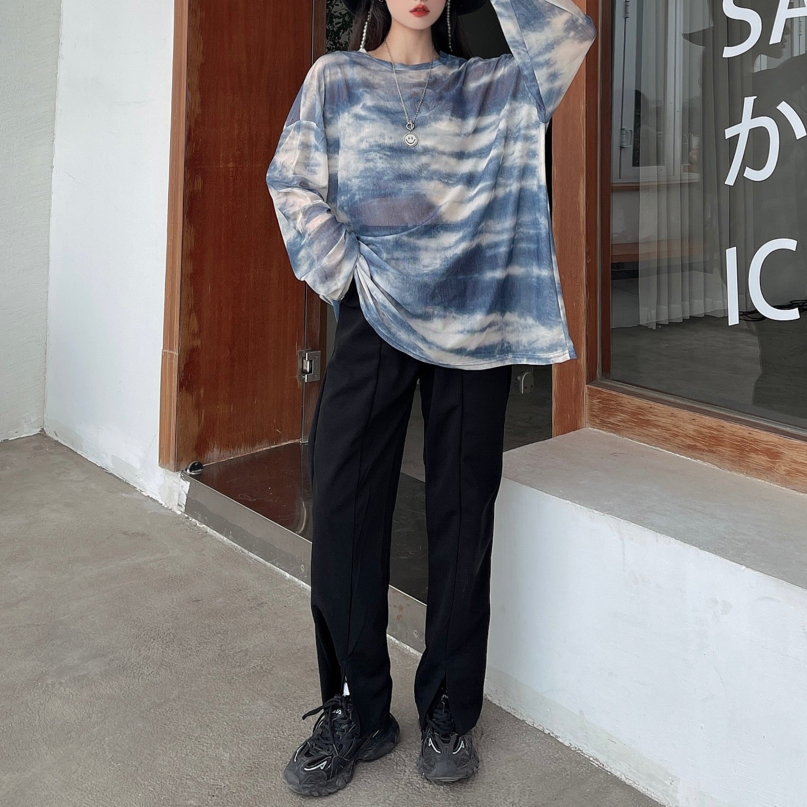 シアー　長袖Tシャツ　キャミソール付き　mry000288