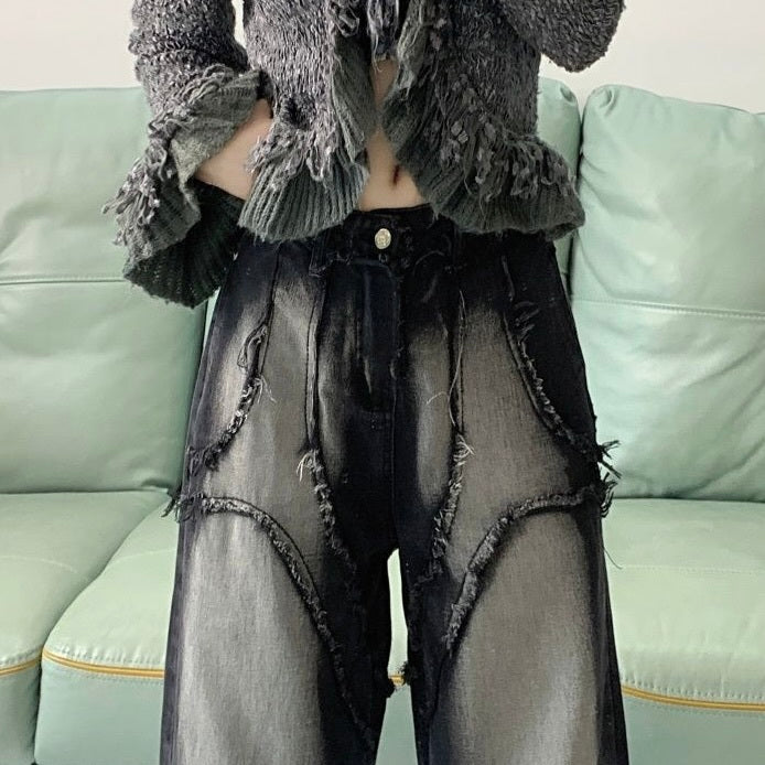 【人気再入荷】フリンジデザインウォッシュデニム mry001209