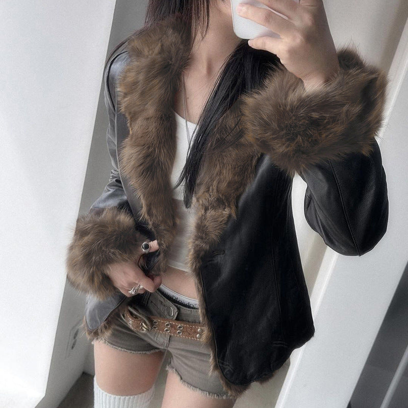 【DOPE GIRL】ヴィンテージファーレザーコート mry001556