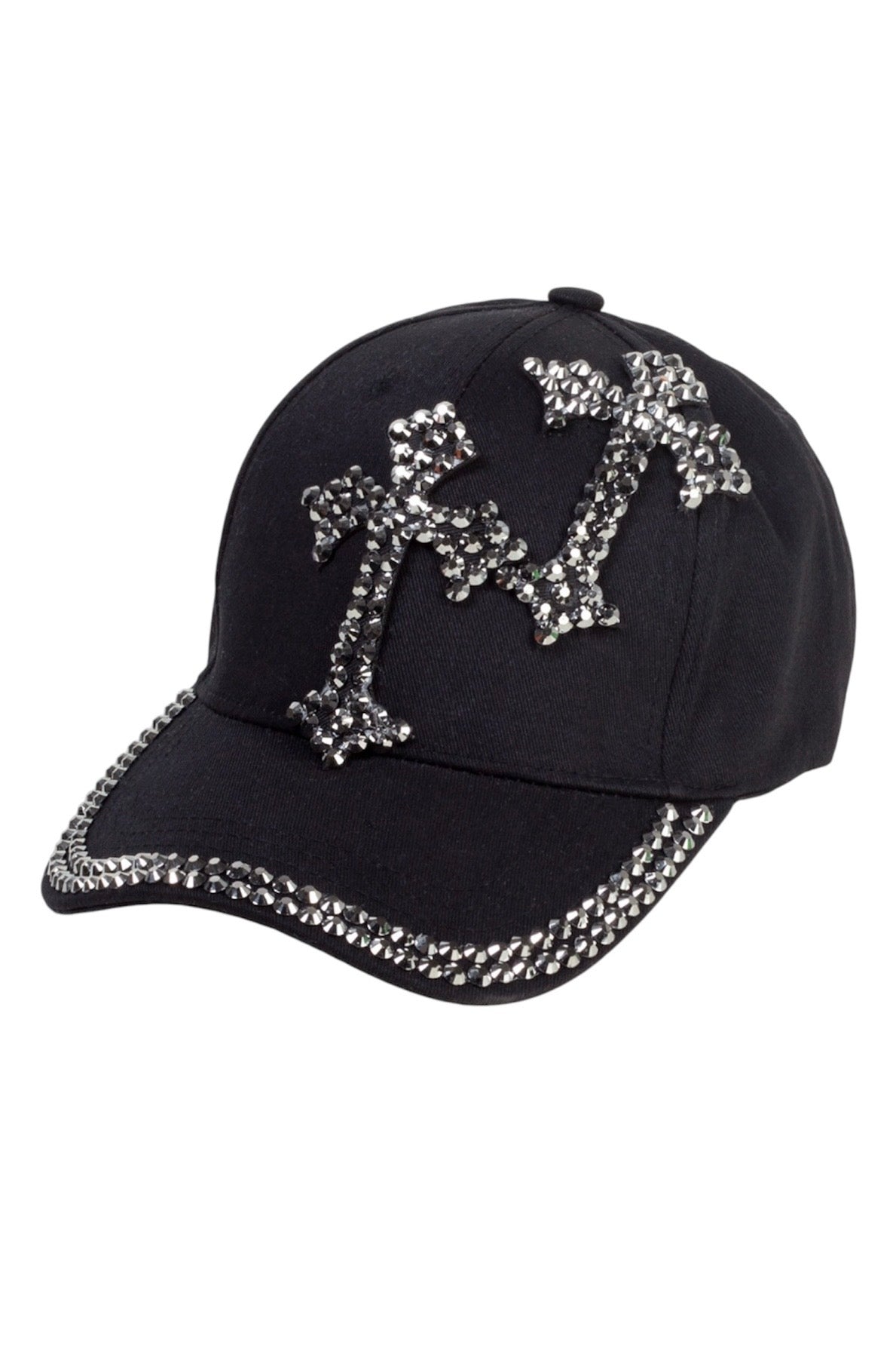 Rhinestone Cross Black Cap mry002235
