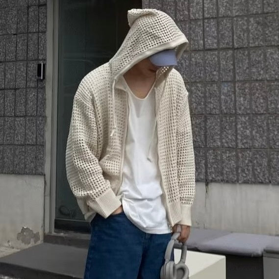 2カラー展開 アメリカン 韓国ストリート 韓国カジュアル トレンド クロスボーダー 透かしニット mry001309