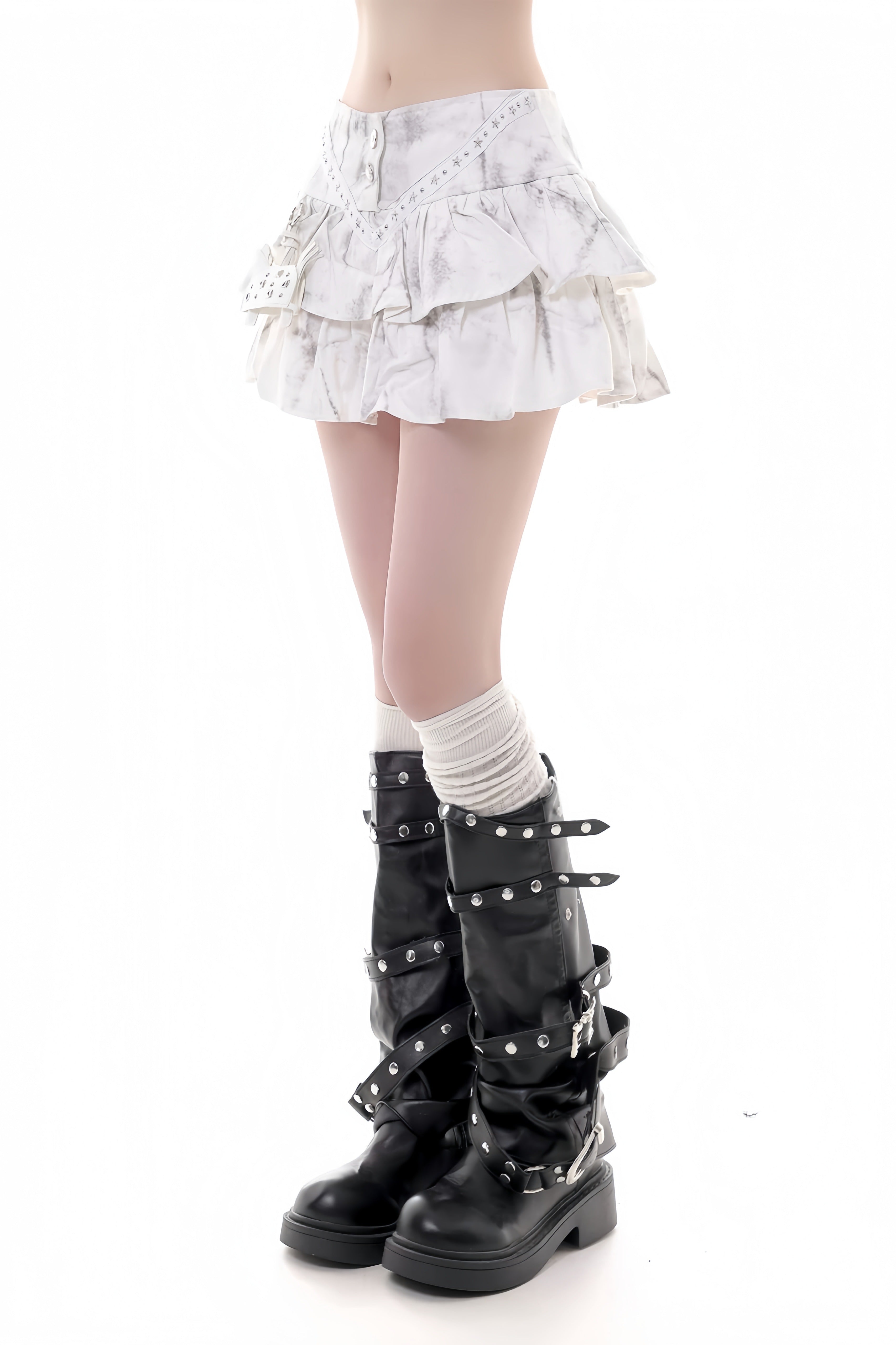 【ボトムス】スタッズティアードフリルミニスカート mry002364