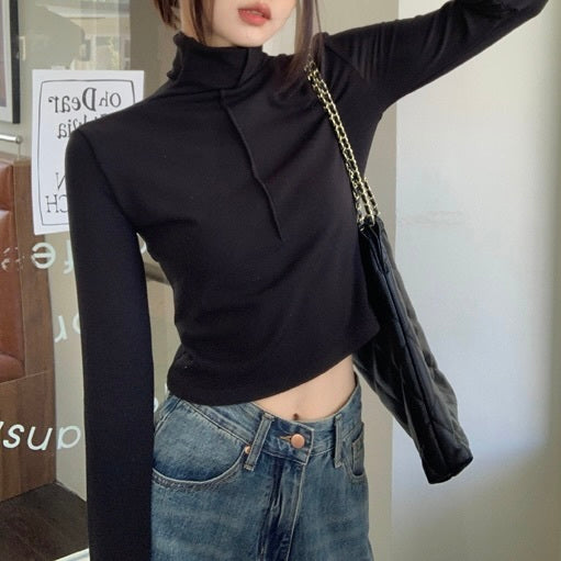 ハイネック　ショート丈Tシャツ　mry000478